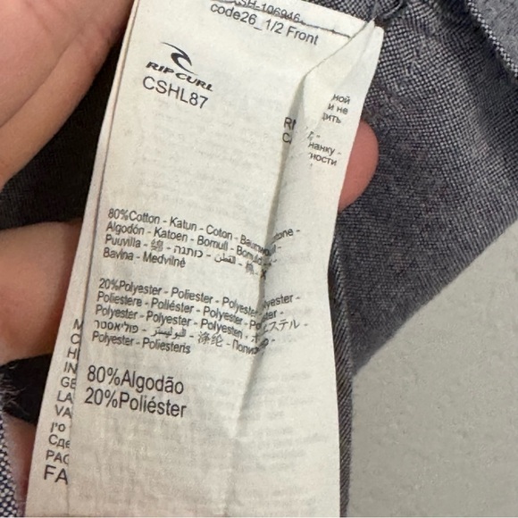 Men's Rip Curl Gray Casual Short Sleeve Button Down Shirt - Picture 6 of 9